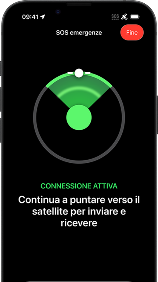 Funzione Messaggi via satellite in uso